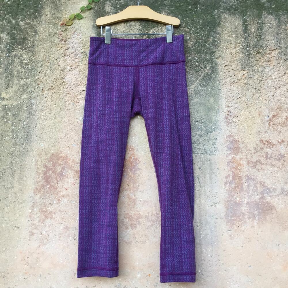 Lululemon Wunder Under Crop Purple Textured Leggings 2
